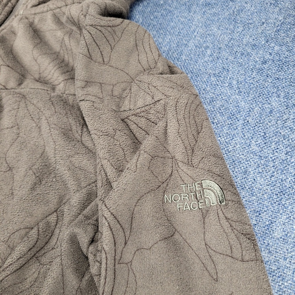 The North Face Womens Gray Floral Etched Quarter Zip Fleece Hoodie Size Medium - Picture 7 of 11